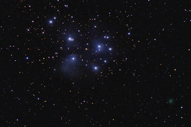 The Pleiades and C/2012 L2 (Linear)