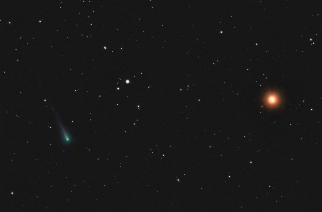 Crop showing just Comet ISON and Mars.