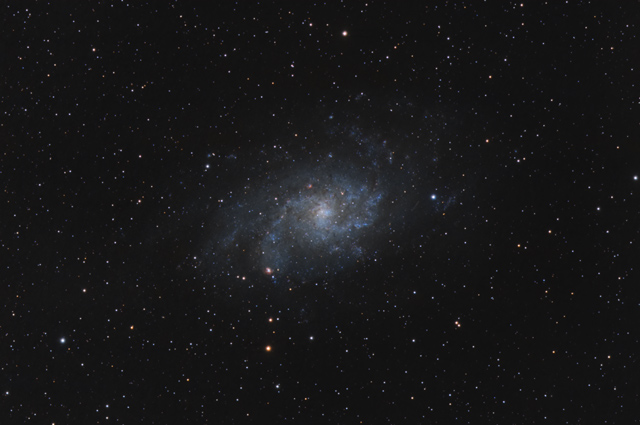M33 on Nov 14, 2014. 77x150 sec @ ISO 3200, TV-85 at F/5.6, IDAS-LPS, Modified Canon T3.