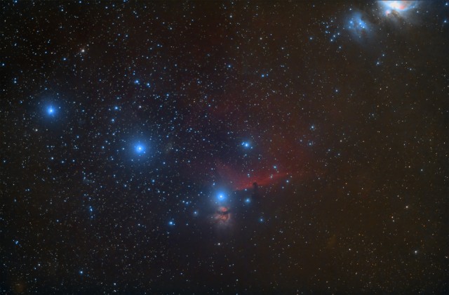 Orion's Belt w/200mm F/2.8.  13x120 sec @ ISO 1600, Lumicon Deep Sky Filter.  