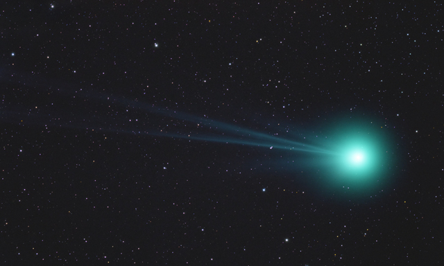 Comet Lovejoy Q2 on Jan 19, 2015, 00:57 UT.  63x120 sec @ ISO 3200, TV-85 at F/5.6, IDAS-LPS, Canon T3.