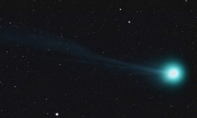Comet Lovejoy on Jan 21, 2015, 01:36 UT.  63x120 sec @ ISO 3200, TV-85 at F/5.6, IDAS-LPS, Canon T3 (StarFreeze Version.)