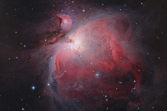 The Orion Nebula - reprocessed image of data taken with a Celestron C8.