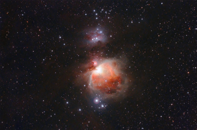 The Orion Nebula Region. 7 x 180 sec, QHY294C at -10C, UHC-S filter, Astro-Tech AT60ED at F/4.8.