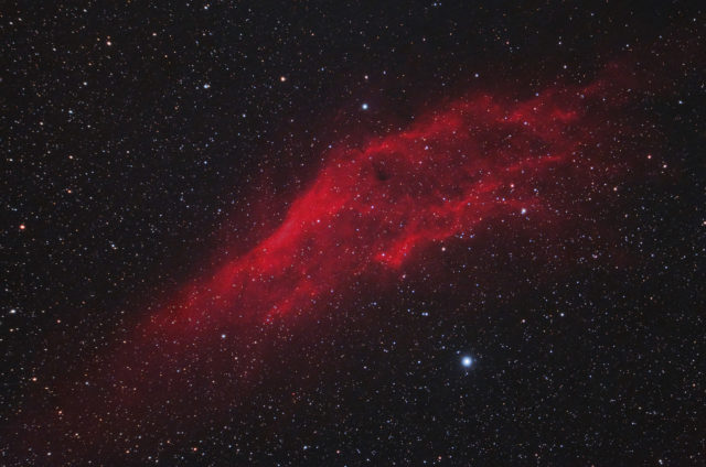 California Nebula. 50x180 sec, QHY294C, Gain 1600, Offset 50, Antlia Triband RGB Ultra filter, Astro-Tech AT60ED at F/4.8.