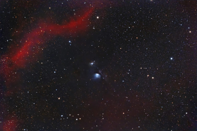 M78 and part of Bernard's Loop. 83x180 sec, QHY294C at -10C, Gain 1600, Offset 50, Antlia Triband RGB Ultra filter, Astro-Tech AT60ED at F/4.8.