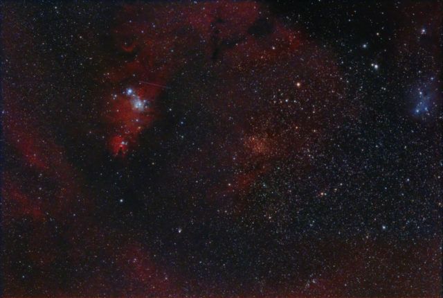 Cone Nebula area. (IC446 is on the right.)  This is only 12 x 3 minute sub-mages. AT60EDP, QHY294C, Antlia Triband filter.