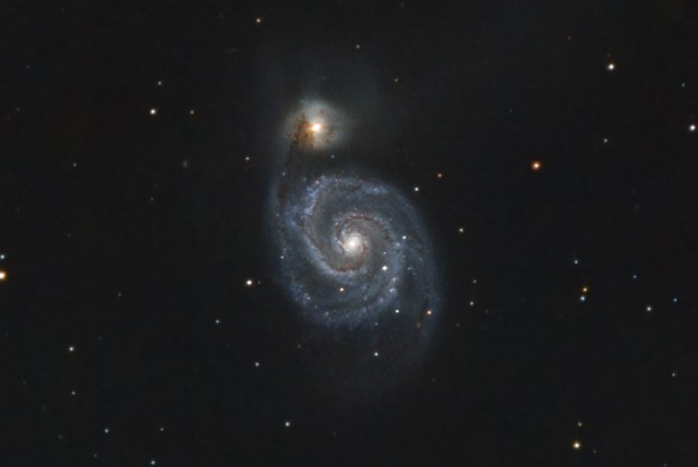 M51. 49x180 sec @ ISO 800, Meade SN-8 at F/4, Canon 350XT (modified.)